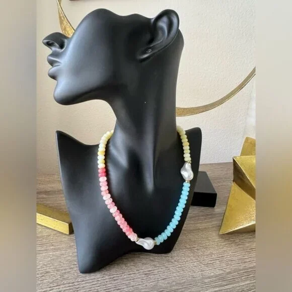 Multicolor Beaded Necklace with Pearls A1344 - Picture 5 of 5